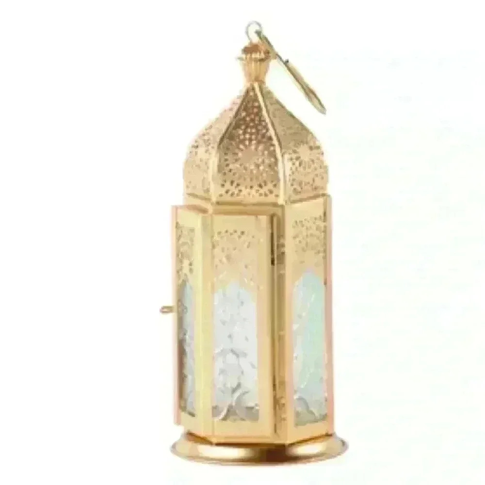 SOLD OUT! Handmade Medium Metal and Etched Glass Tea Light Hanging Lantern - Picture 2 of 5
